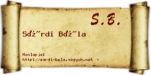 Sárdi Béla névjegykártya